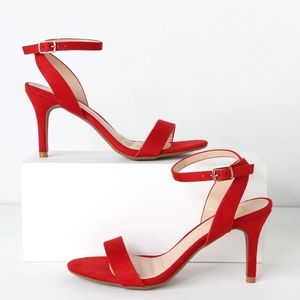 👠LULU's NWT in box, Hunter Red Suede Strap Heels